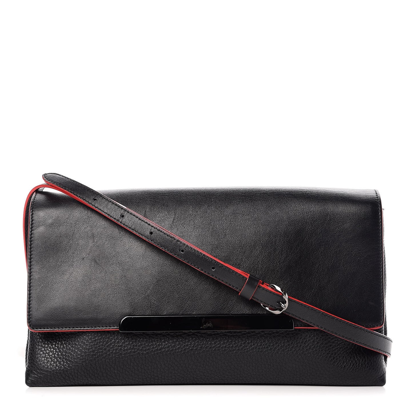 Calfskin Rougissime Flap Crossbody Clutch Black