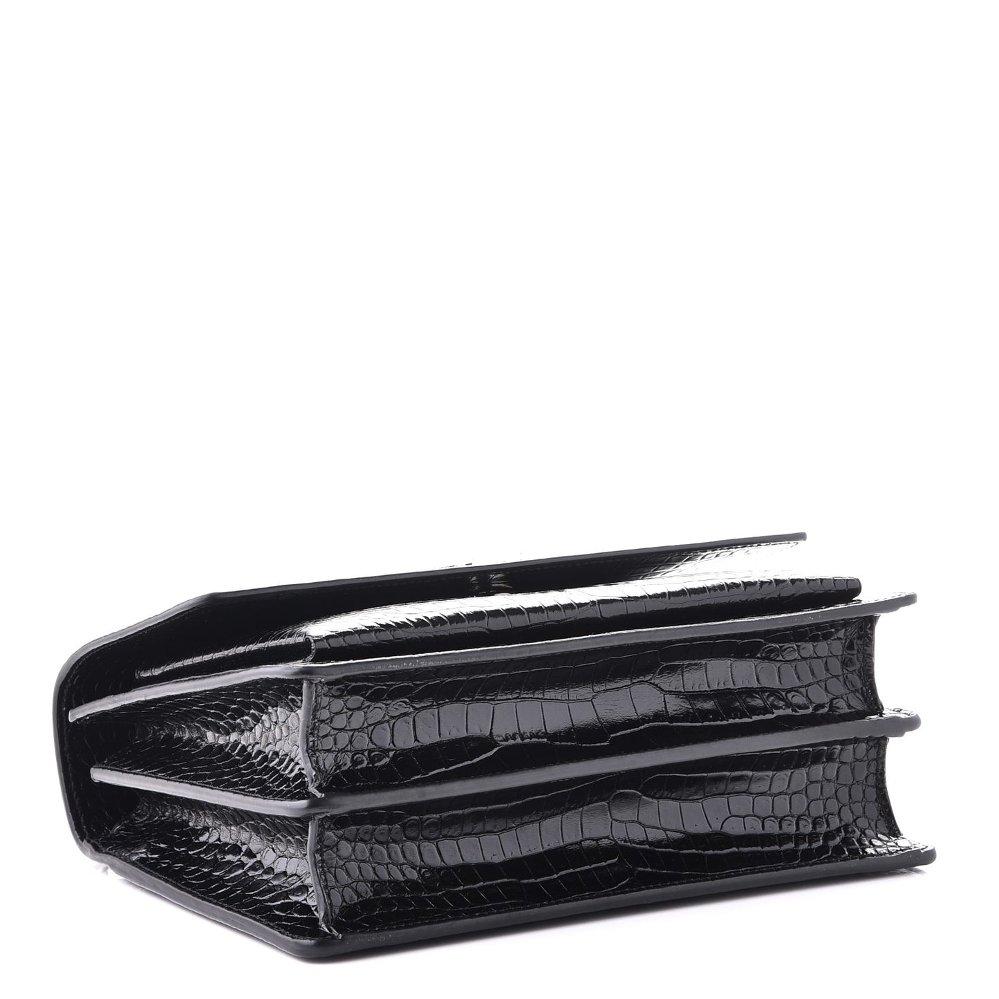 Calfskin Crocodile Embossed Medium Monogram Sunset Black