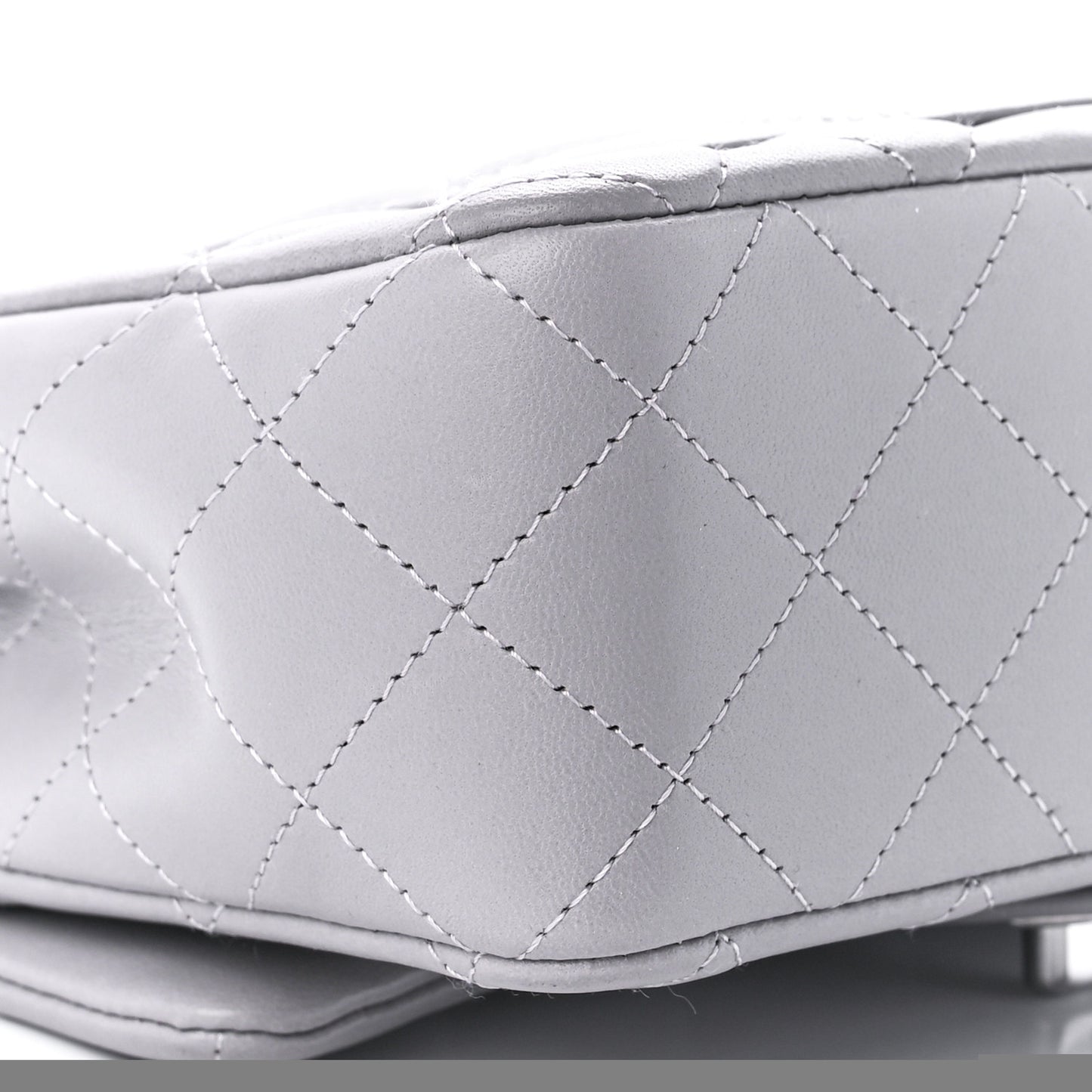 Lambskin Quilted Mini Rectangular Flap Grey