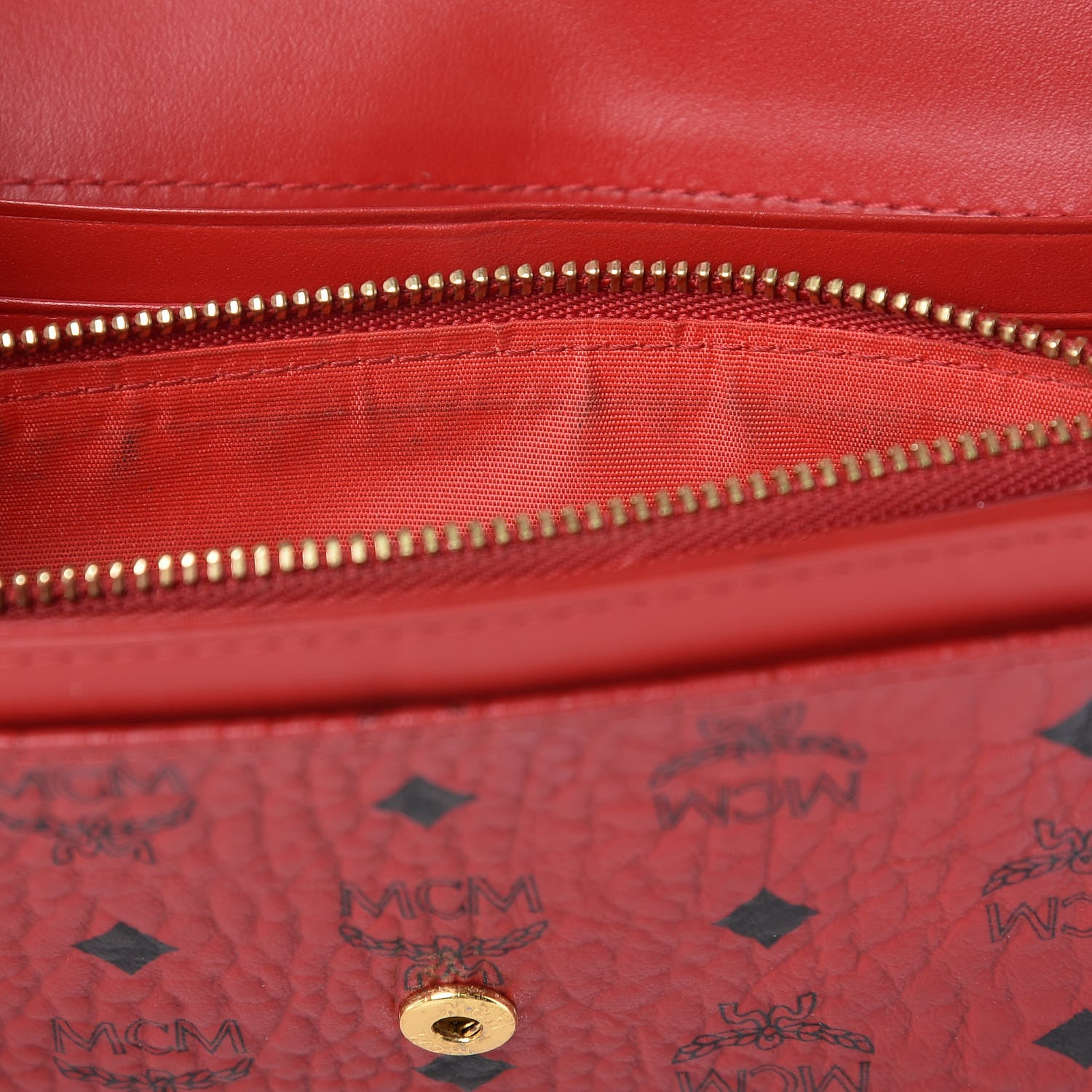 MCM Visetos Continental Flap Wallet Red 8 of 11