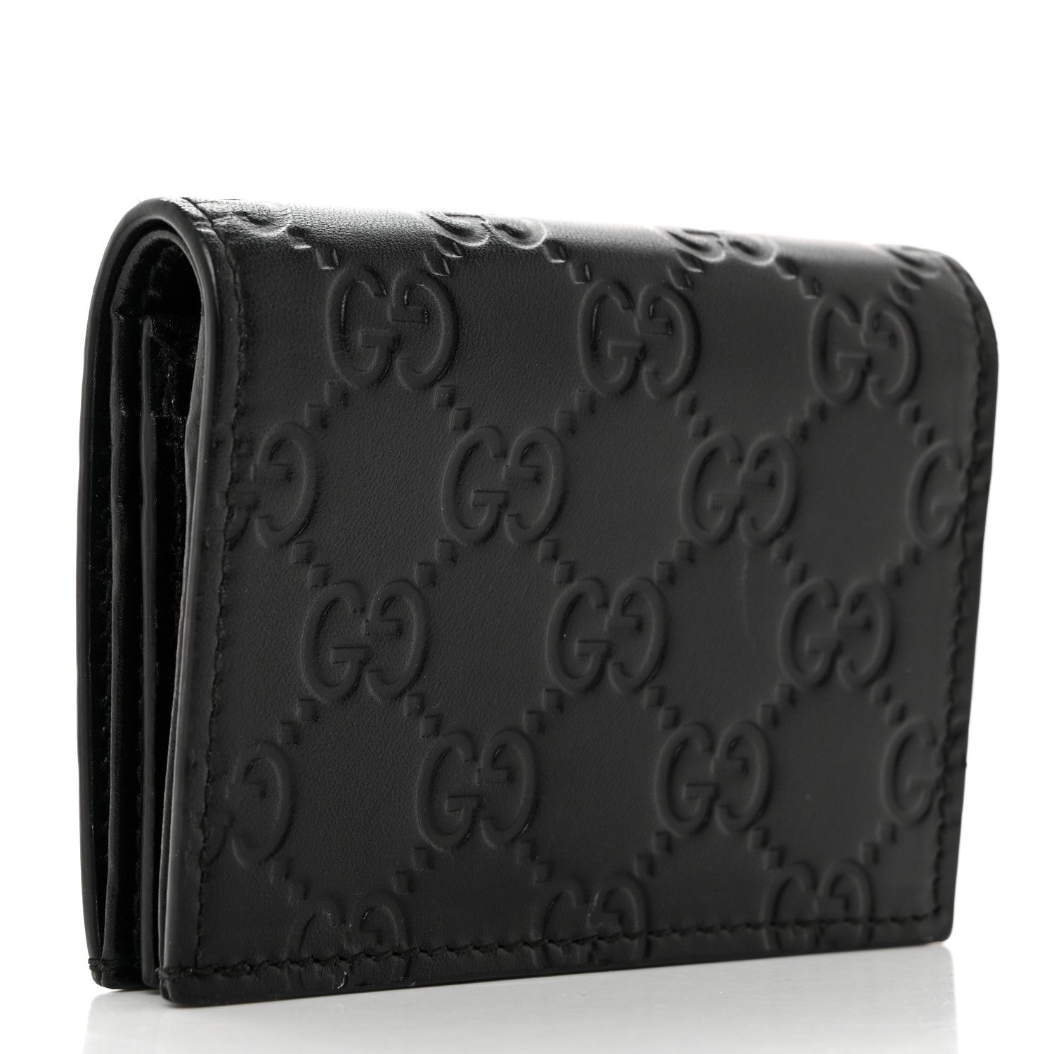 Gucci Guccissima Signature Crystal Cat Card Case Wallet Black 3 of 7