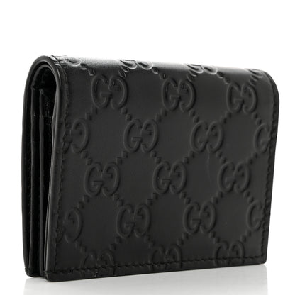 Gucci Guccissima Signature Crystal Cat Card Case Wallet Black 3 of 7