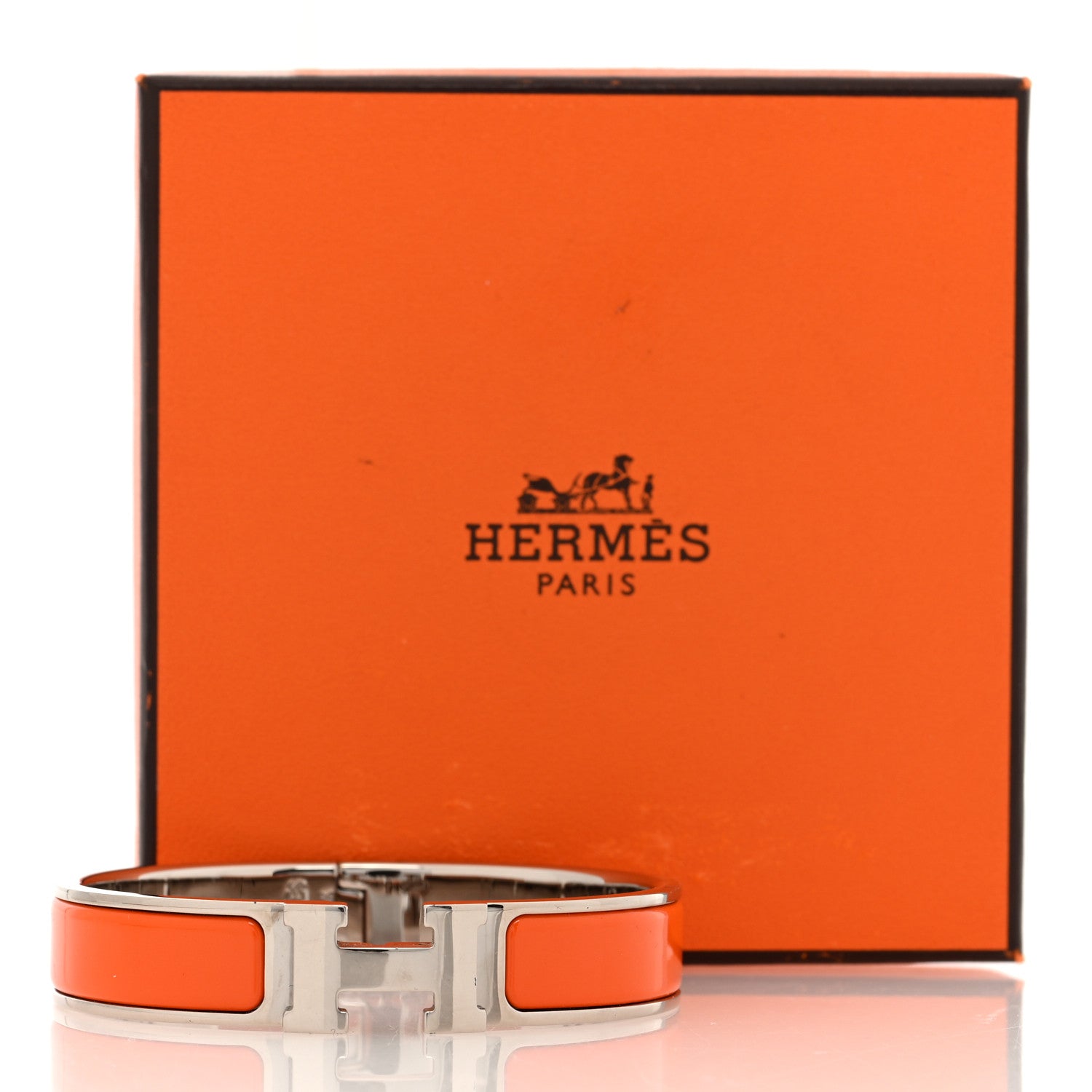 Hermes Enamel Narrow Clic Clac H Bracelet GM Orange 5 of 5
