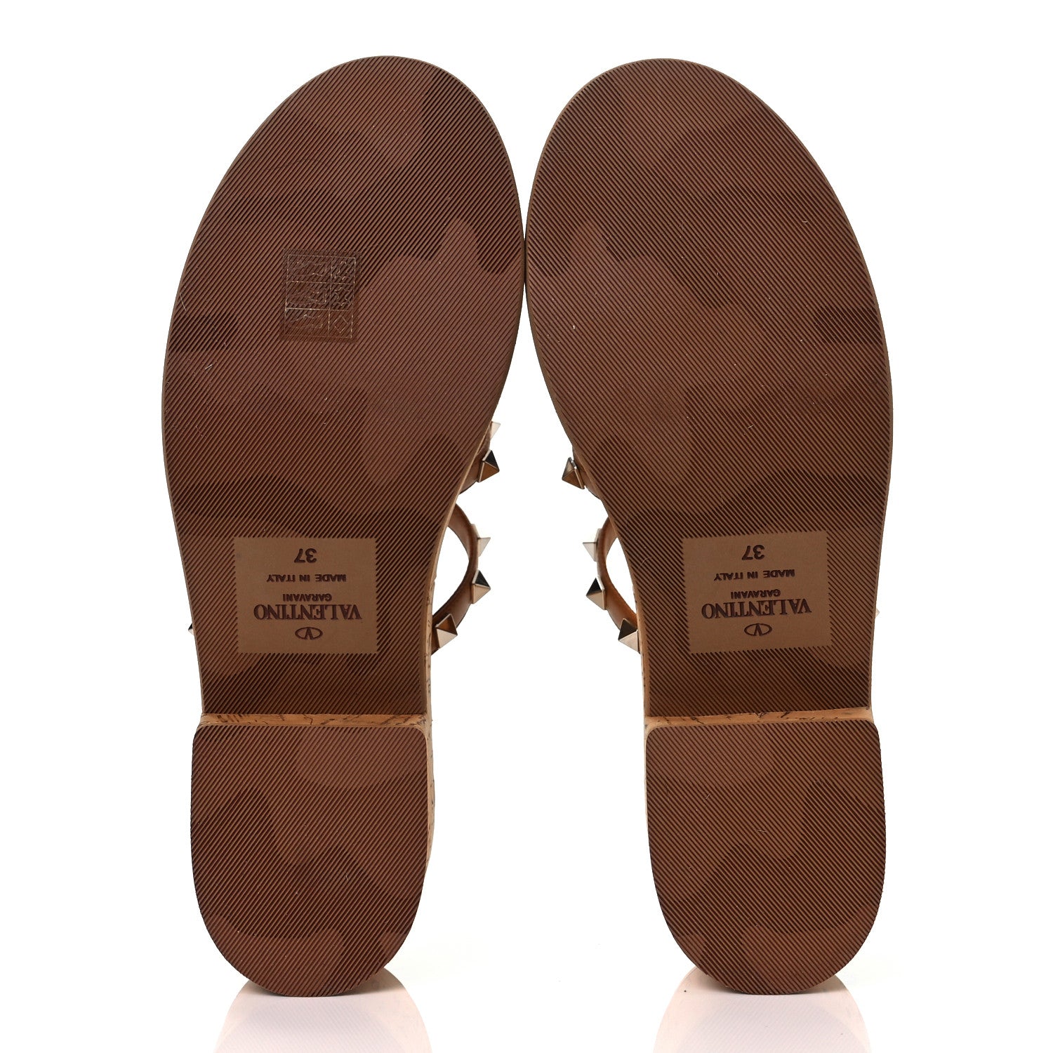 Valentino Garavani Calfskin Cork Rockstud Caged 30/50mm Platform Sandals 37 Tan 5 of 9
