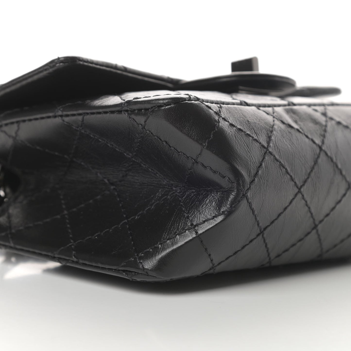 Aged Calfskin Quilted 2.55 Reissue Mini Flap So Black