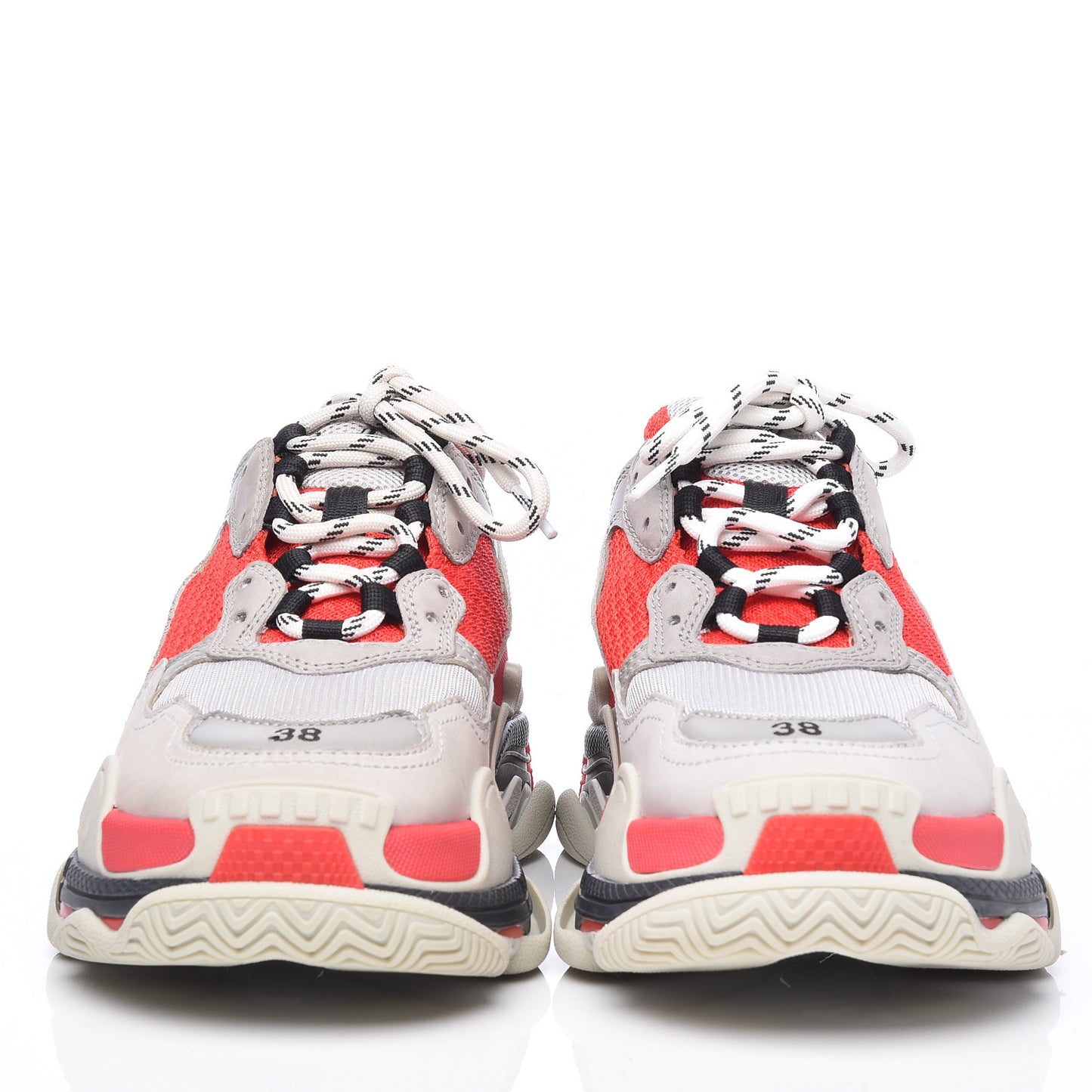 Fabric Mesh Womens Triple S Sneakers 38 Red Grey White