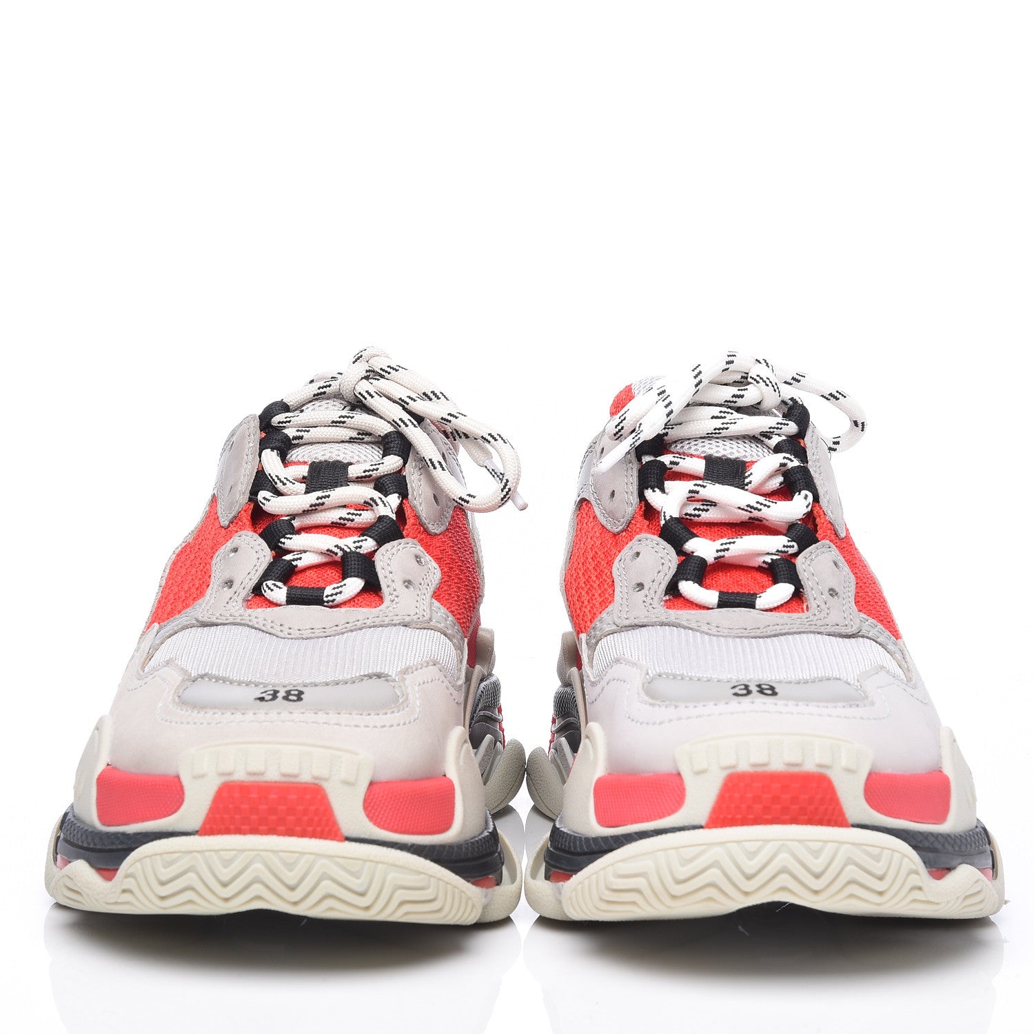Balenciaga Fabric Mesh Womens Triple S Sneakers 38 Red Grey White 2 of 10