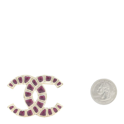 Chanel Gripoix Poured Glass Along The Nile CC Brooch Purple Gold 2 of 5