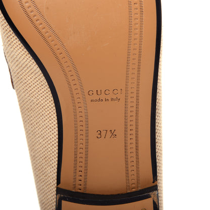 Gucci Canvas Malaga Kid Web Womens Horsebit Brixton Loafers 37.5 Sand Light Cuir 9 of 11
