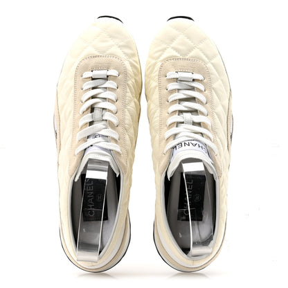 Chanel Nylon Suede Quilted Womens Sneakers 38.5 White 2 of 9