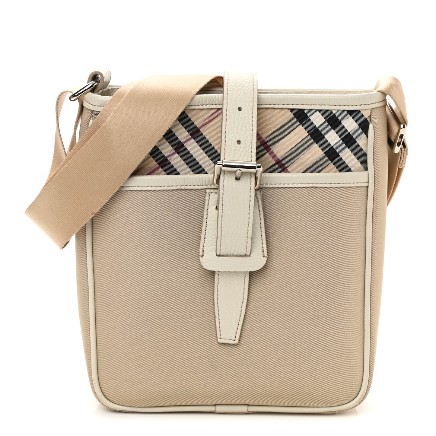 Canvas Haymarket Check Messenger Bag Beige