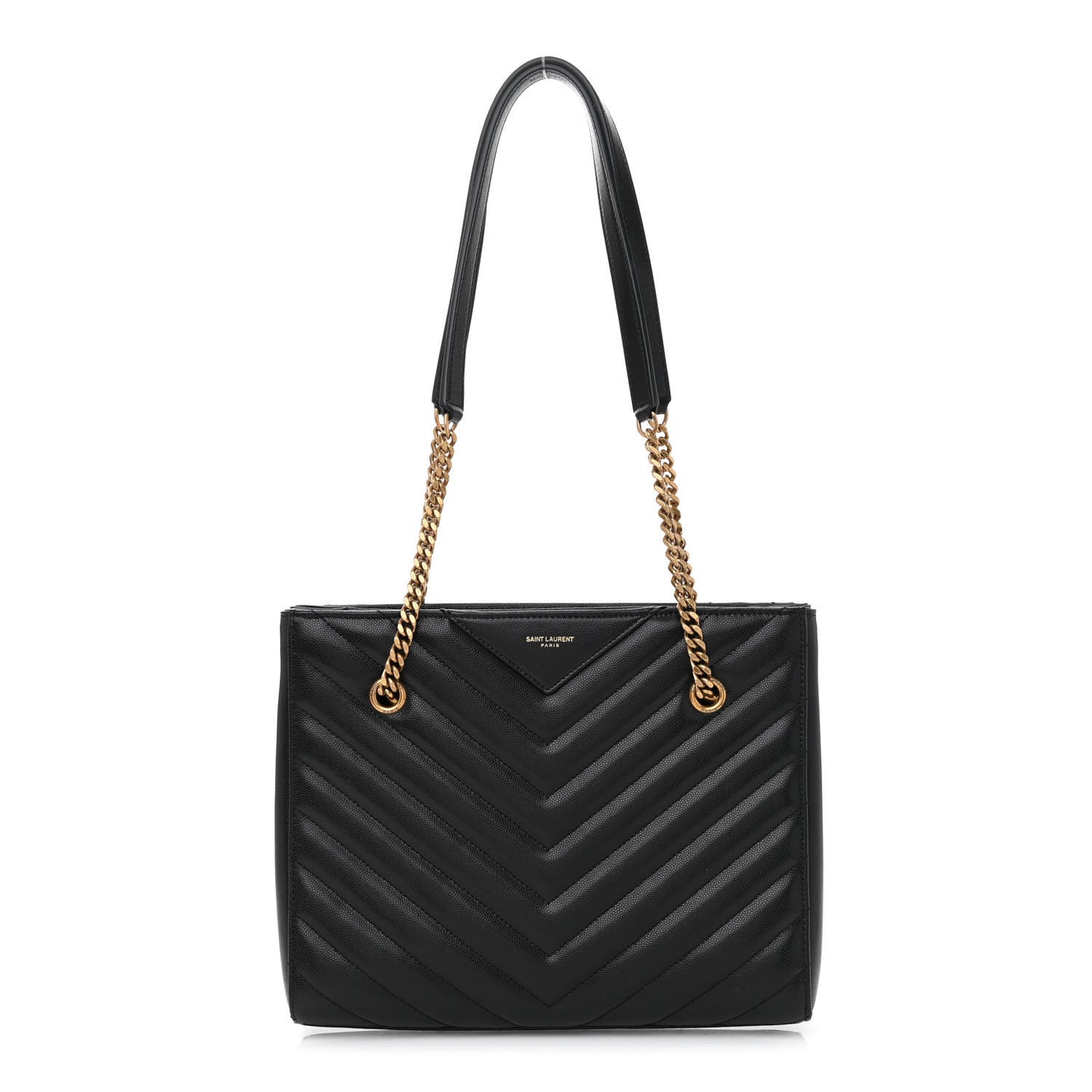 Grain De Poudre Matelasse Chevron Small Tribeca Shopping Bag Black