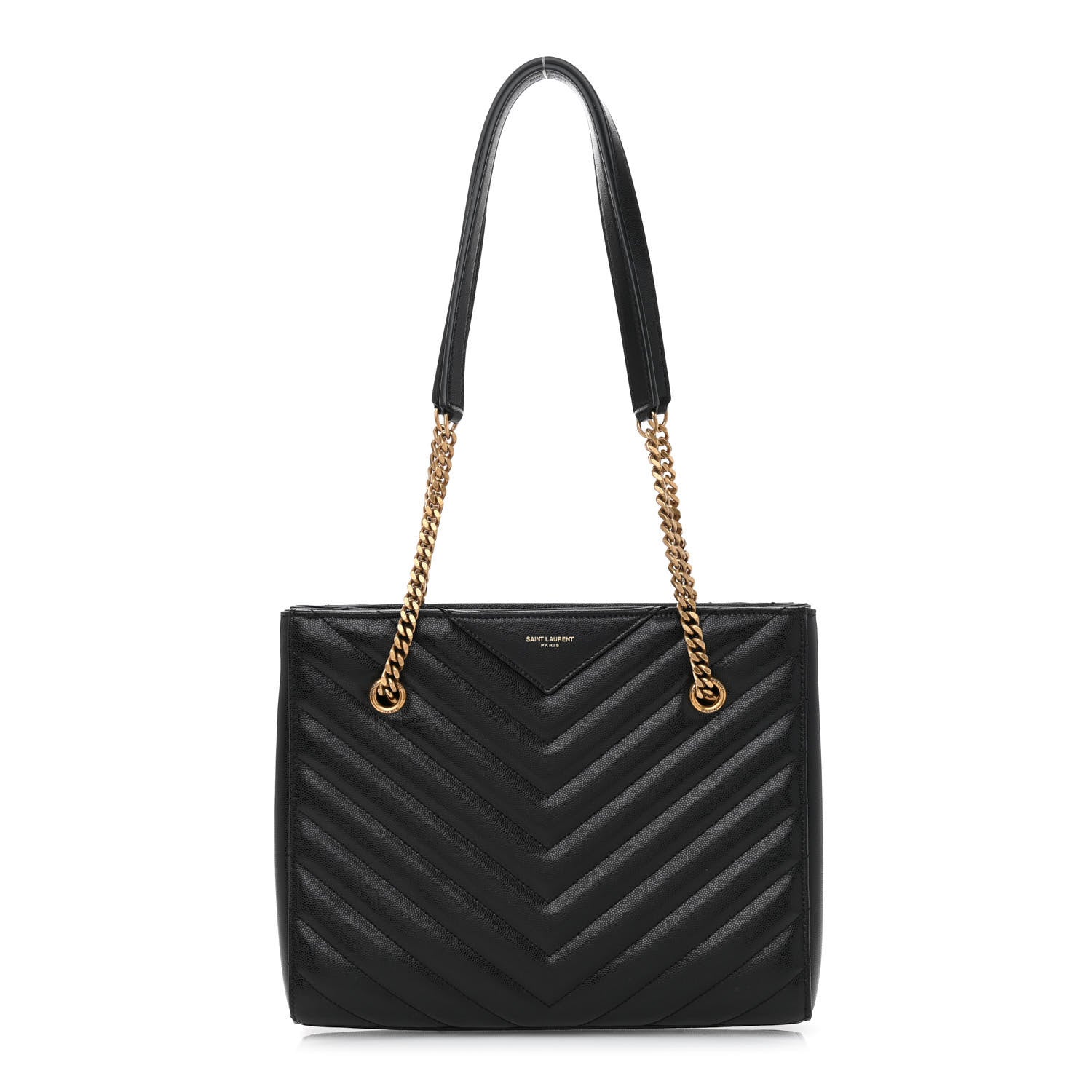 Saint Laurent Grain De Poudre Matelasse Chevron Small Tribeca Shopping Bag Black 1 of 9