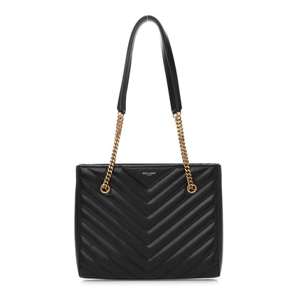 Saint Laurent Grain De Poudre Matelasse Chevron Small Tribeca Shopping Bag Black 1 of 9