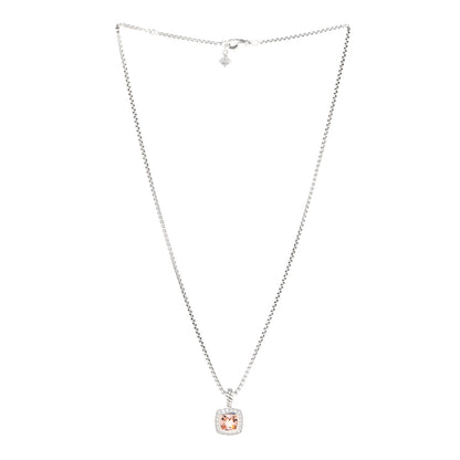 David Yurman Sterling Silver Diamond Morganite 7mm Petite Albion Pendant Necklace 3 of 5