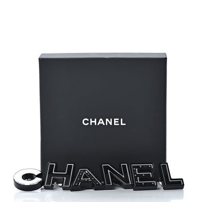 Chanel Resin Mirror Logo Brooch Set Black 5 of 5