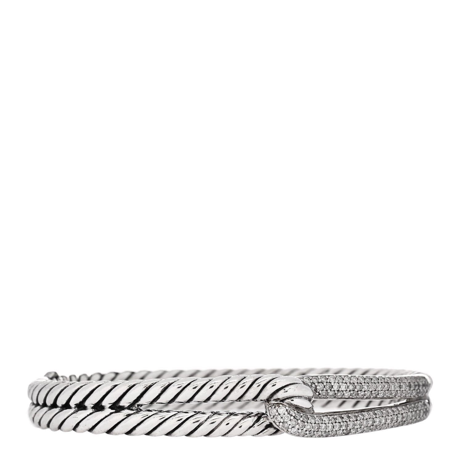 David Yurman Sterling Silver Diamond Pave 10mm Single Loop Labyrinth Bracelet 1 of 4