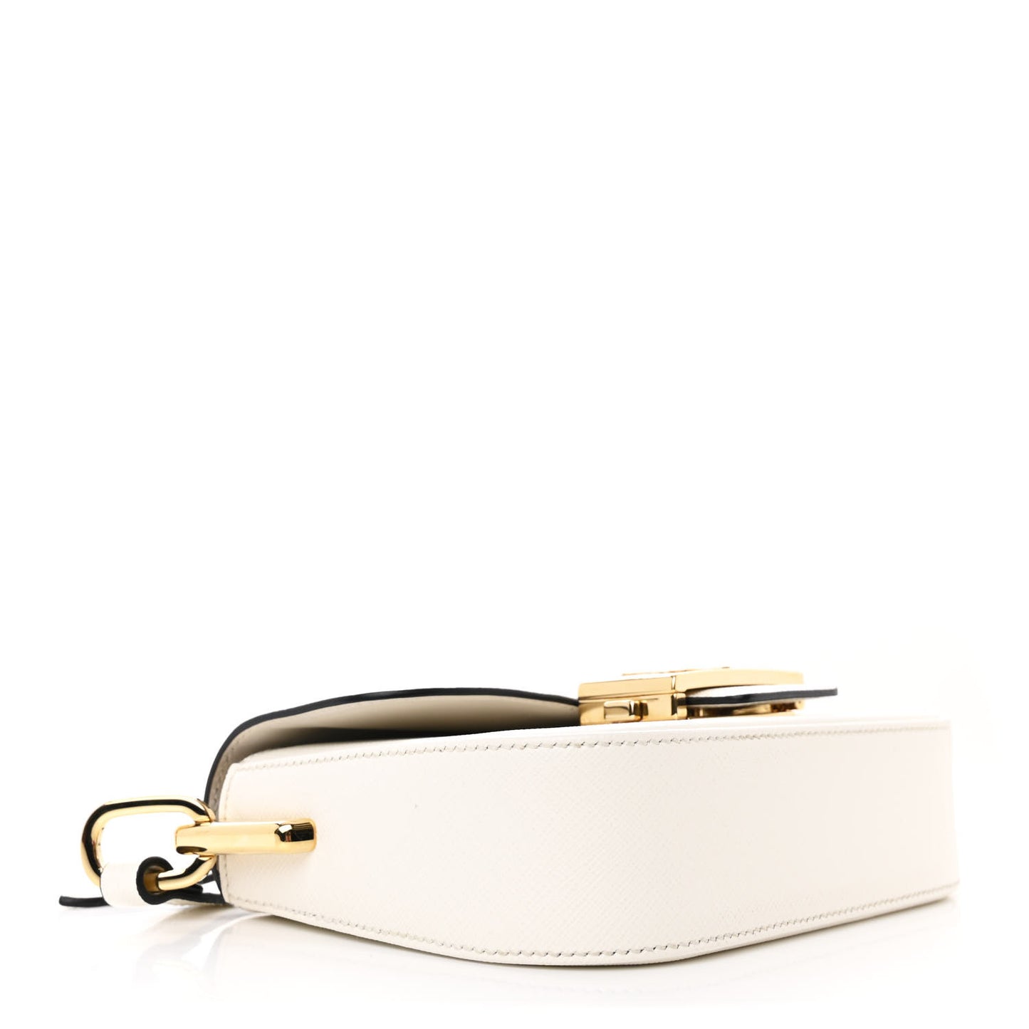 Saffiano Lux Embleme Flap Shoulder Bag White