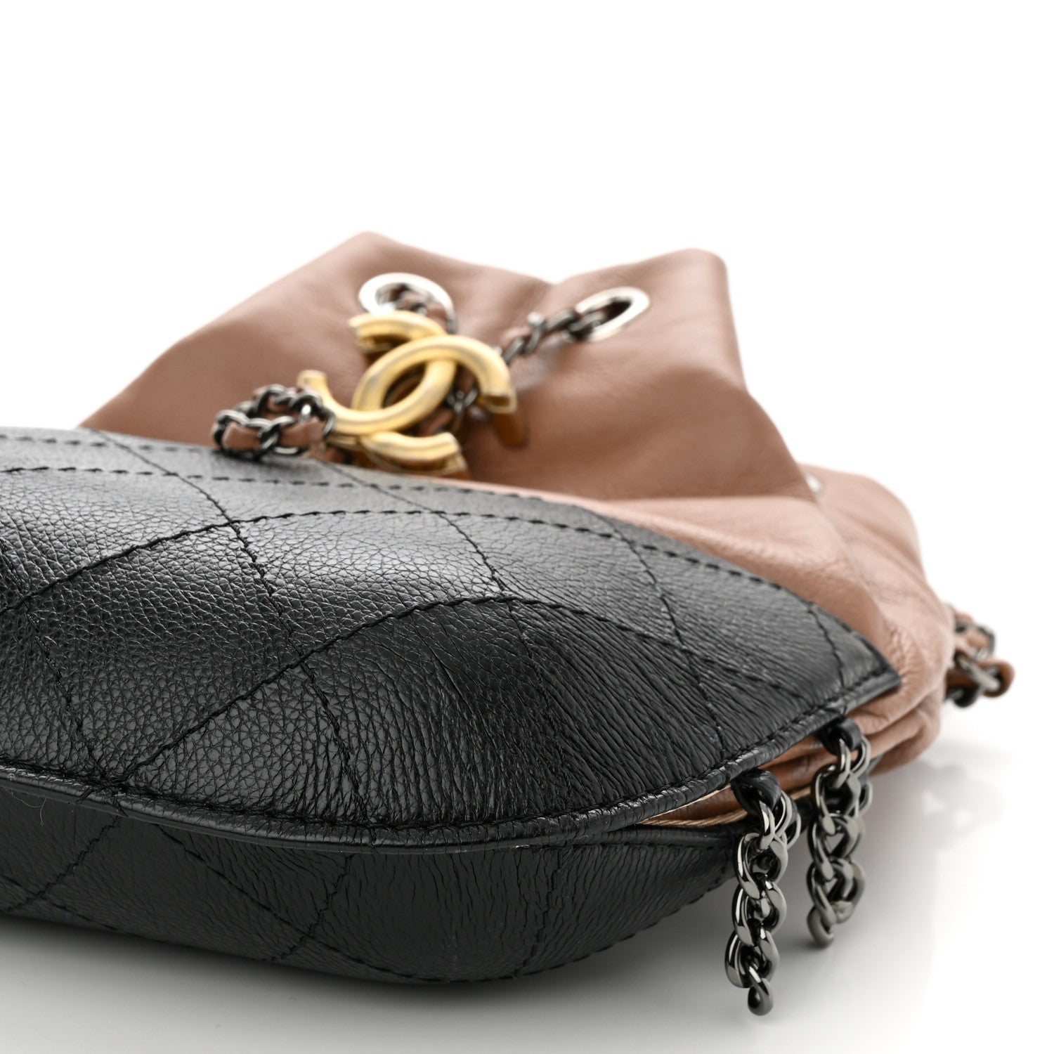 Chanel Calfskin Quilted Small Gabrielle Bucket Beige Black 10 of 10