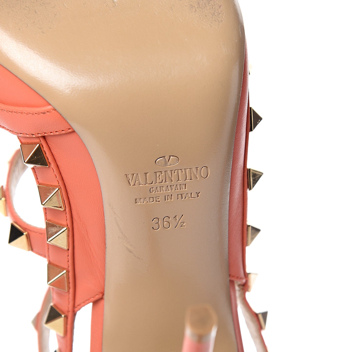 Nappa Rockstud Ankle Strap Pumps 36.5 Orange