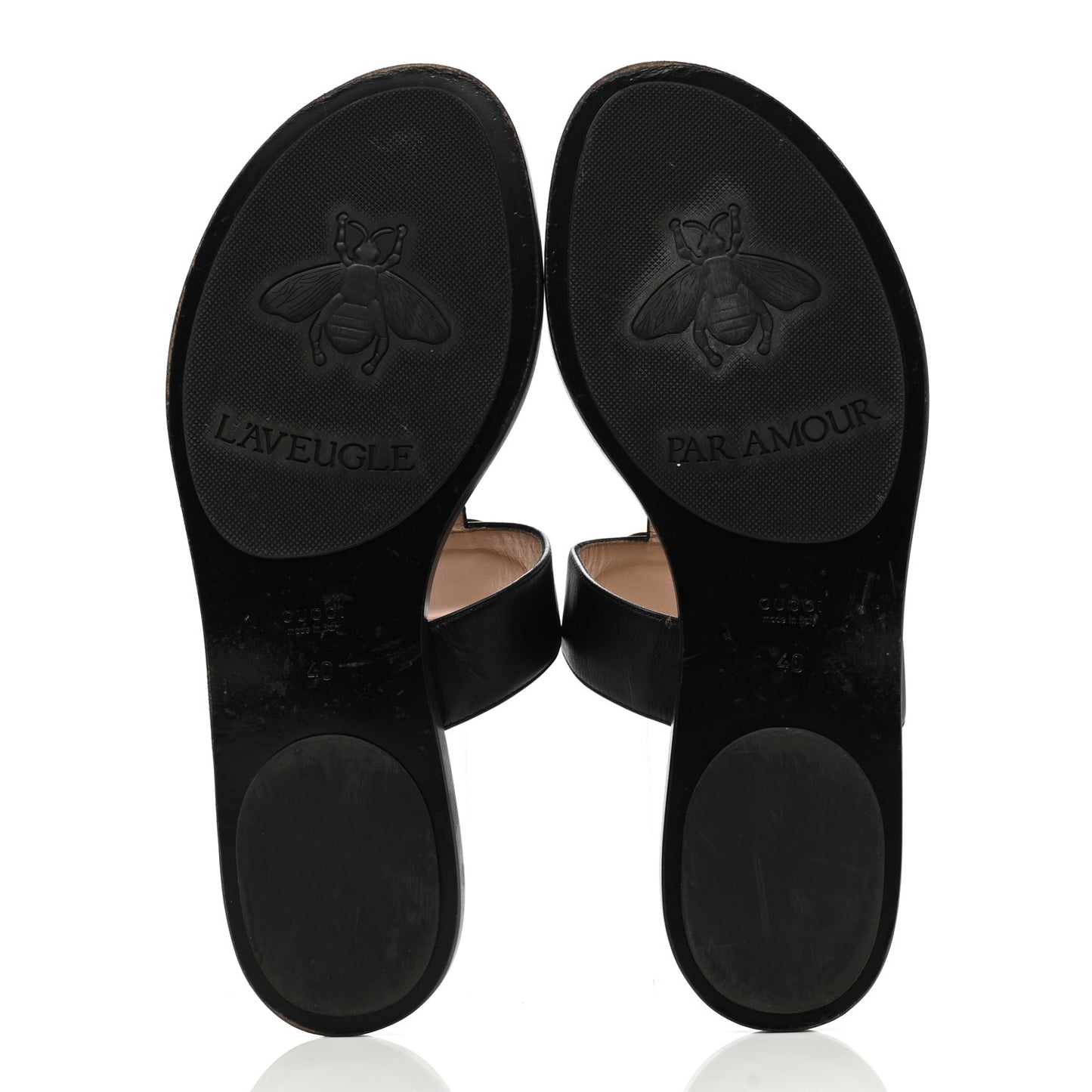 Calfskin GG Marmont Thong Sandals 40 Black