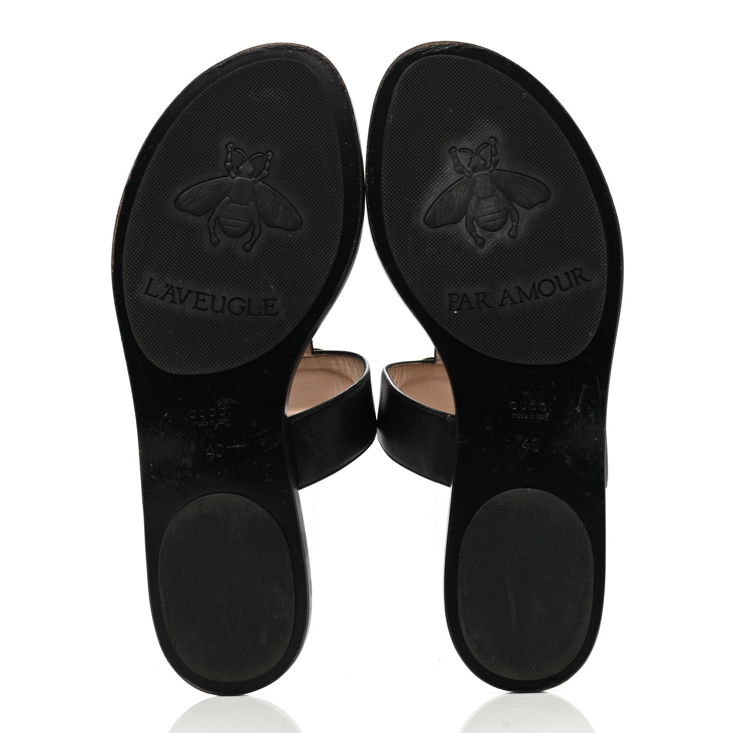 Gucci Calfskin GG Marmont Thong Sandals 40 Black 5 of 17