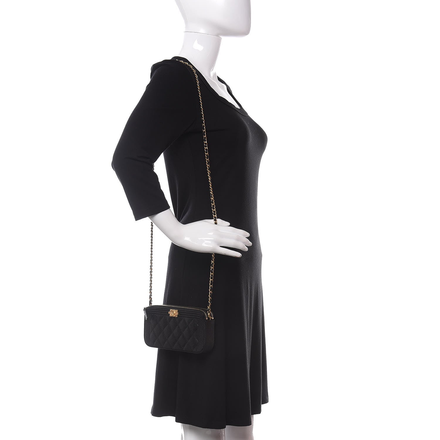 Chanel Caviar Quilted Small Boy Clutch With Chain Black 2 of 12
