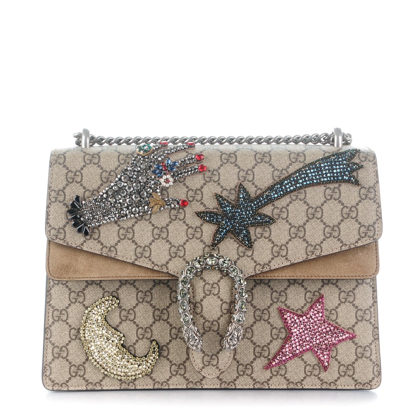 GG Supreme Monogram Shooting Star Embroidered Medium Dionysus Shoulder Bag Beige