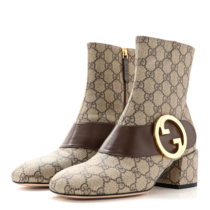Gucci GG Supreme Monogram Malaga Kid Blondie 55mm Ankle Boots 38.5 Beige Ebony New Acero 3 of 16