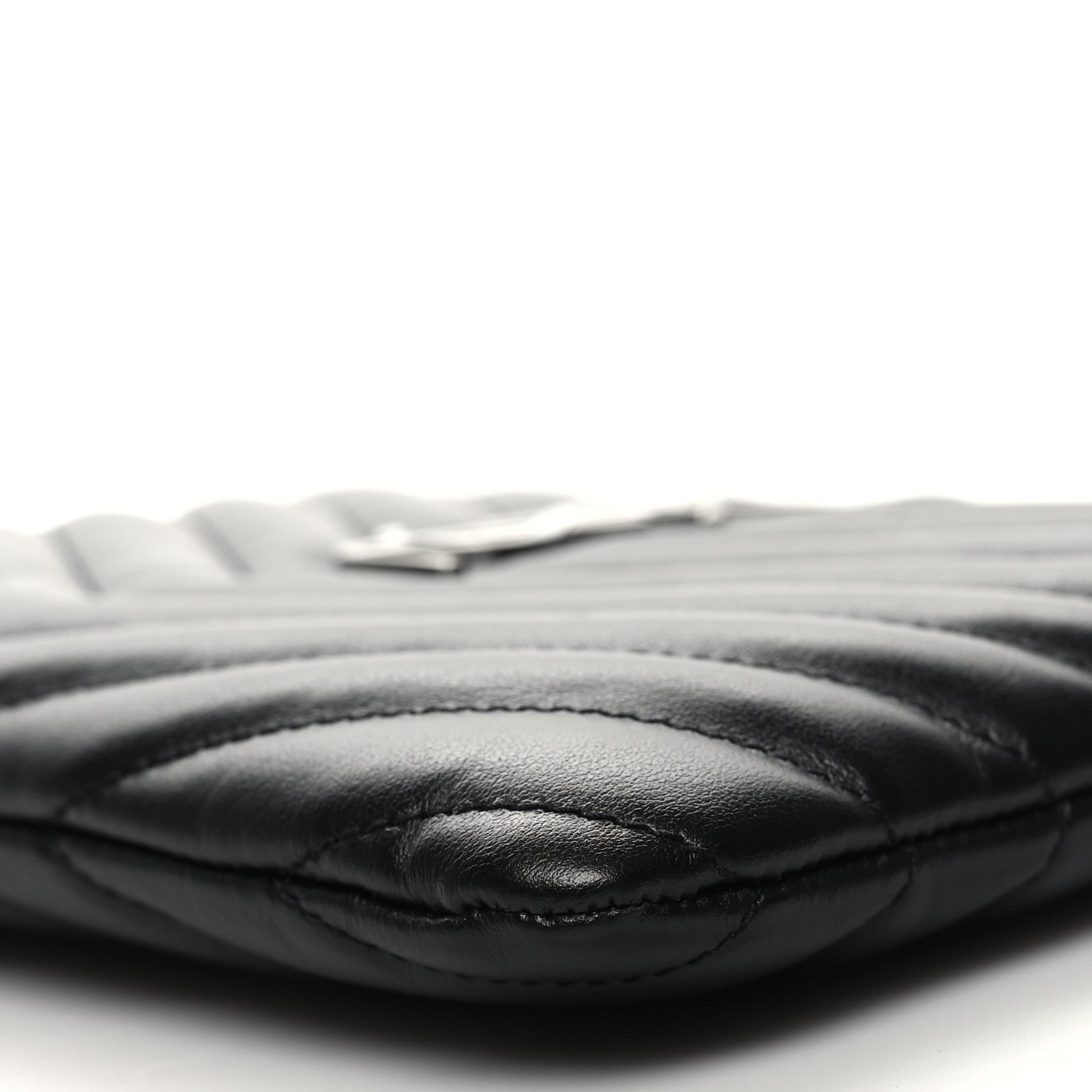 Saint Laurent Calfskin Matelasse Chevron Monogram Pouch Black 10 of 11