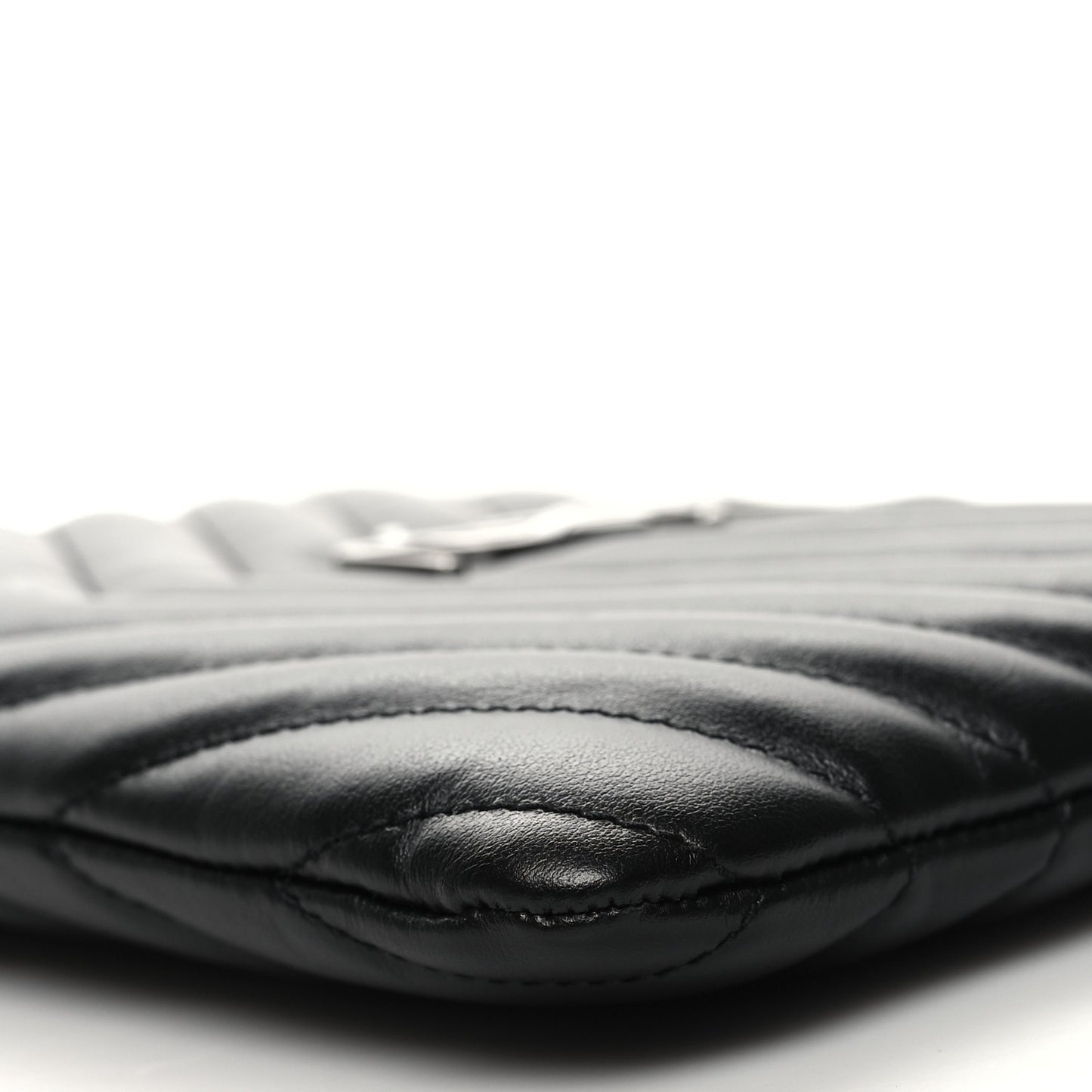 Calfskin Matelasse Chevron Monogram Pouch Black