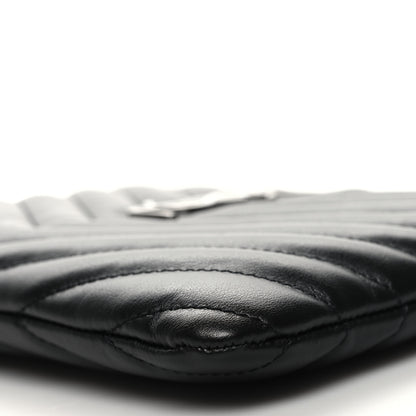 Saint Laurent Calfskin Matelasse Chevron Monogram Pouch Black 10 of 11