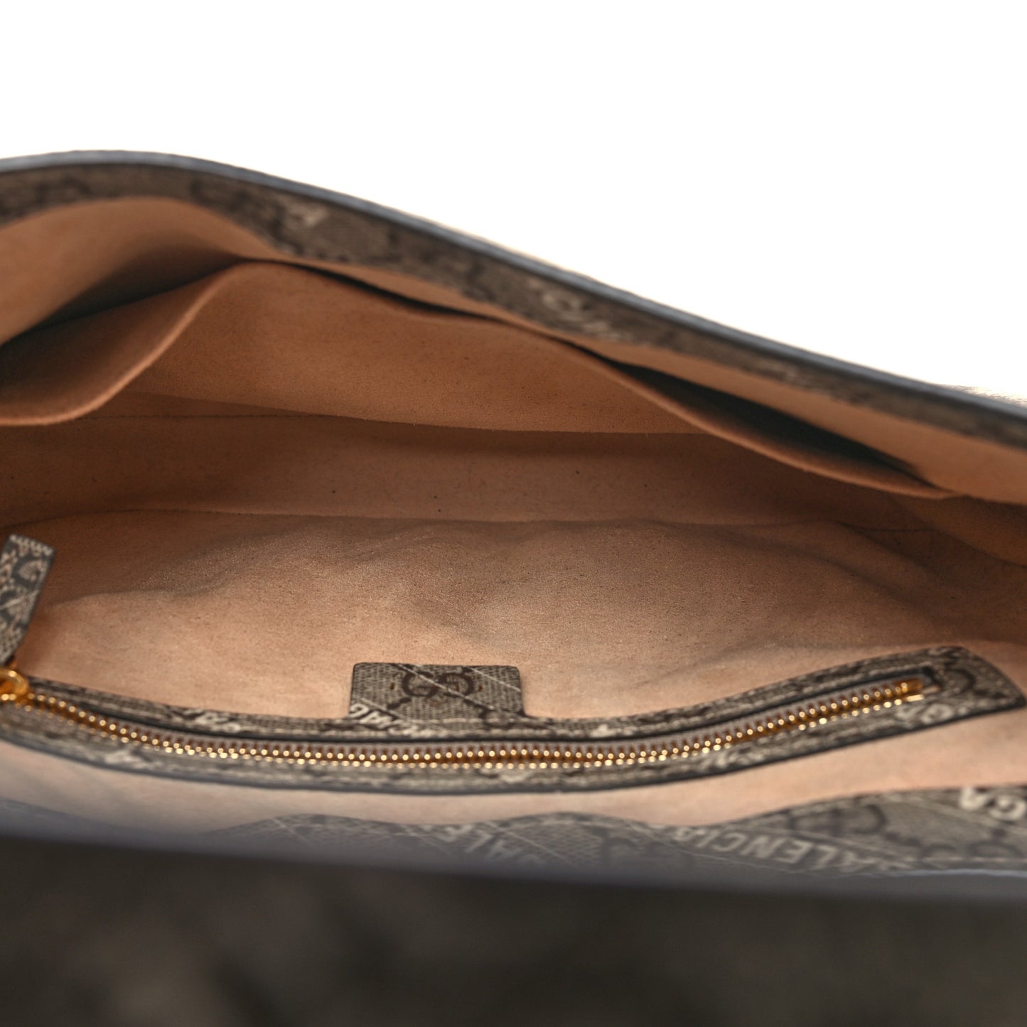 X BALENCIAGA GG Supreme Monogram Striped Logo Print Web Small Jackie 1961 Hobo Beige Ebony Mystic White