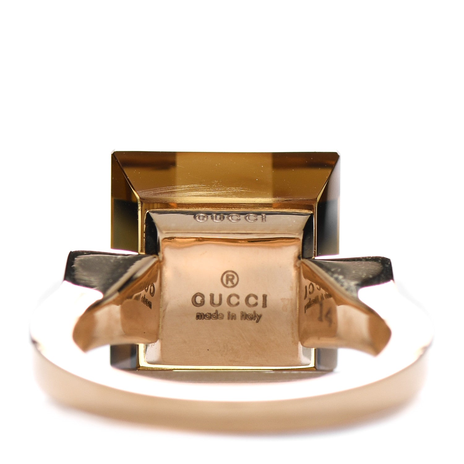 Gucci 18K Yellow Gold Smoky Quartz Chiodo Ring 54 6.75 4 of 5