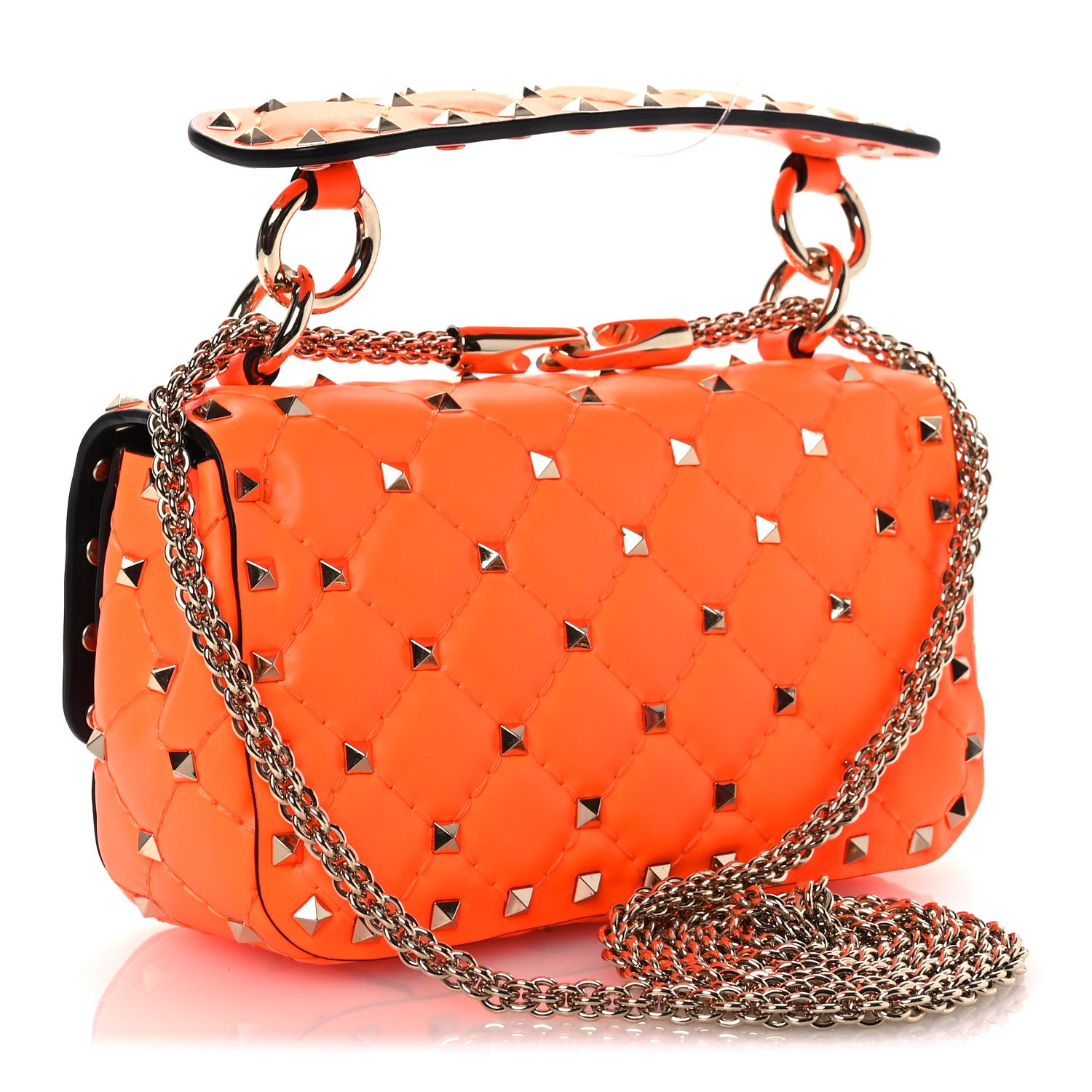 Valentino Garavani Calfskin Mini Rockstud Spike Shoulder Bag Orange 3 of 11