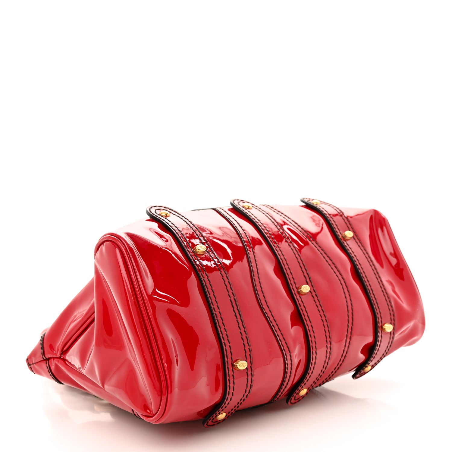 Valentino Garavani Grained Calfskin Catch Satchel Red 3 of 14