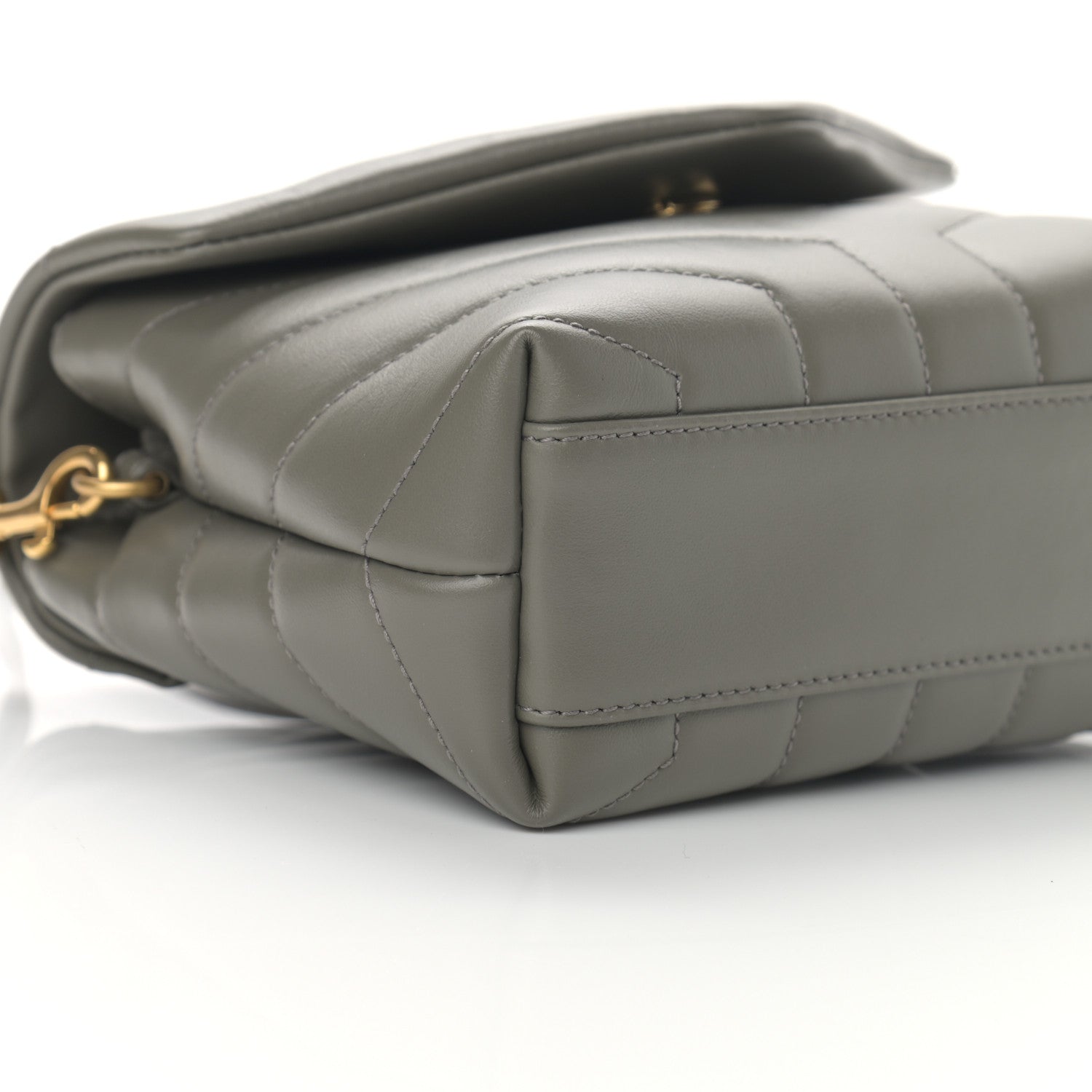 Saint Laurent Calfskin Y Quilted Monogram Toy Loulou Crossbody Bag Grey Kaki 9 of 11