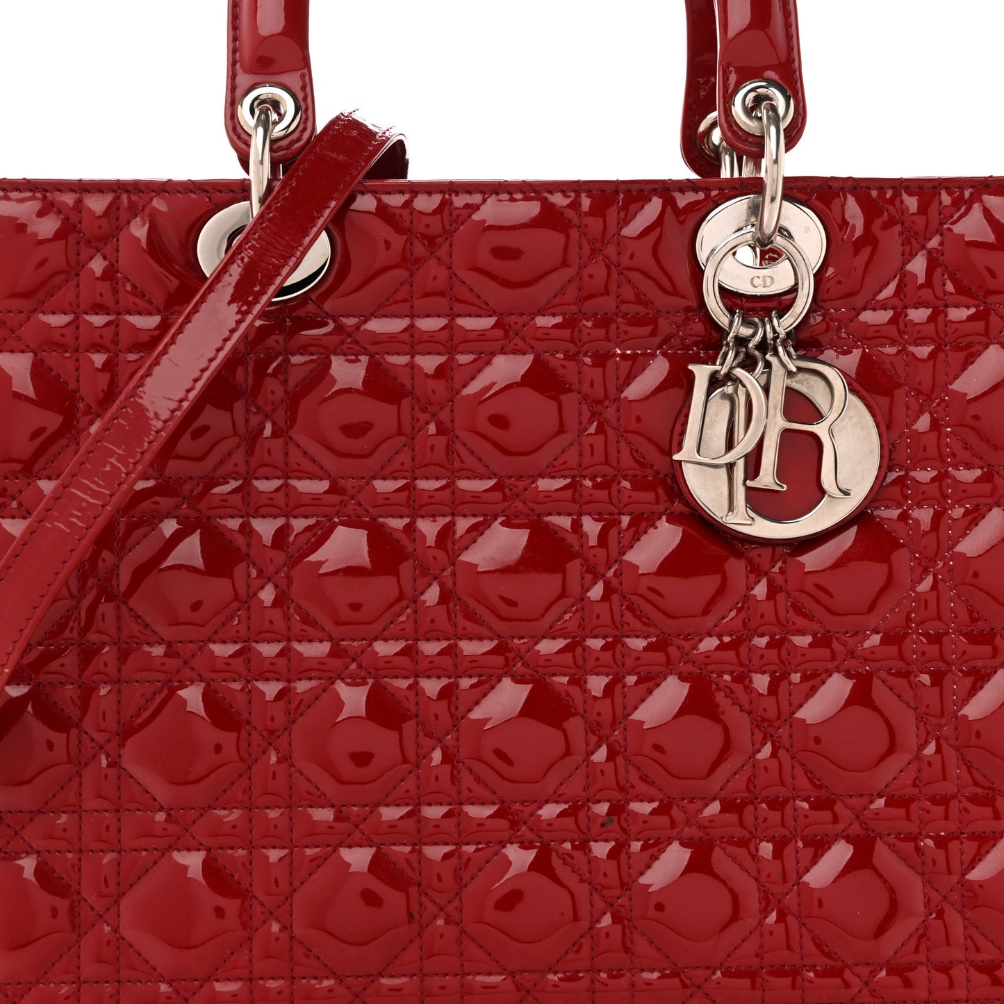 Patent Cannage Large Lady Dior Red