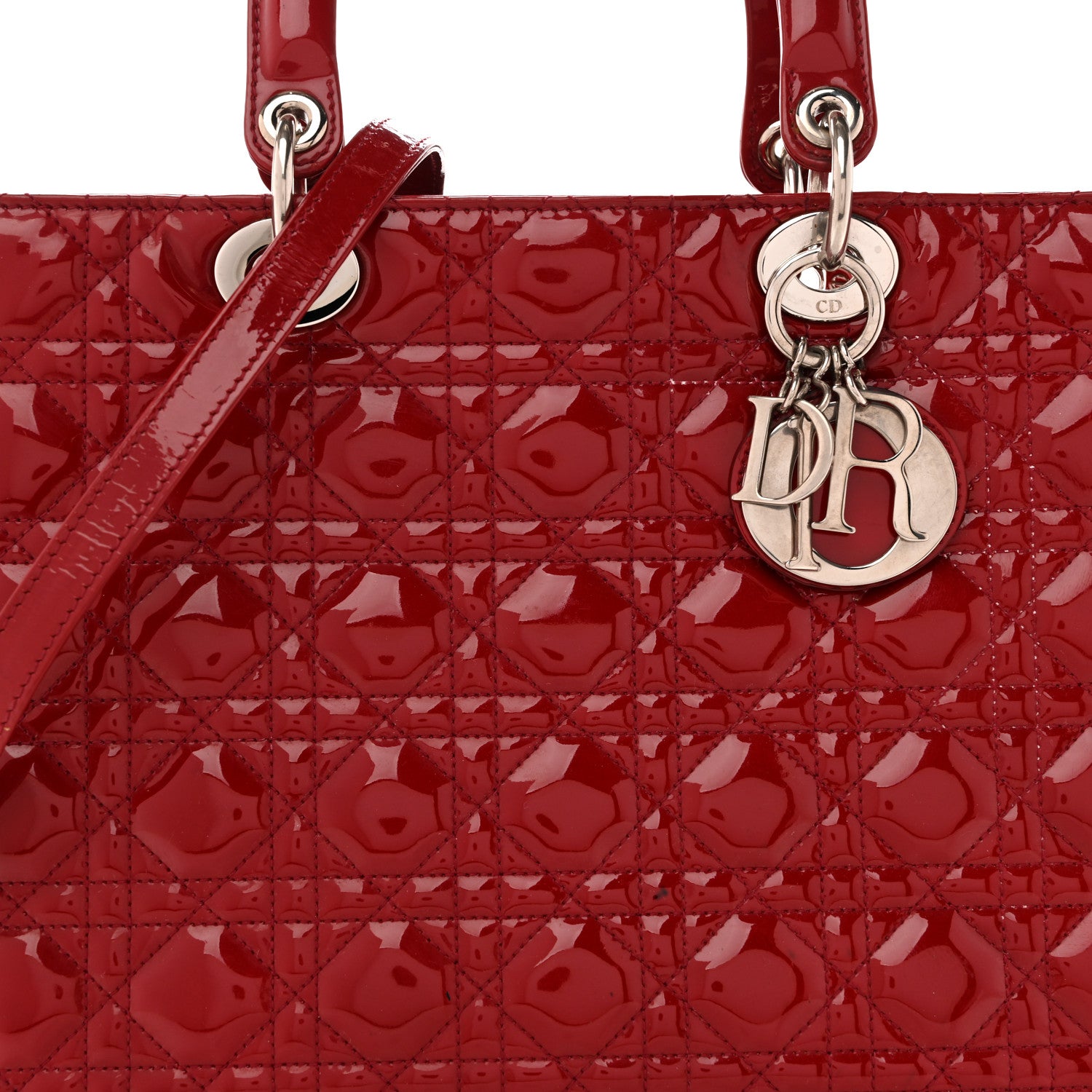 Christian Dior Patent Cannage Large Lady Dior Red 8 of 15