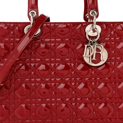 Christian Dior Patent Cannage Large Lady Dior Red 8 of 15