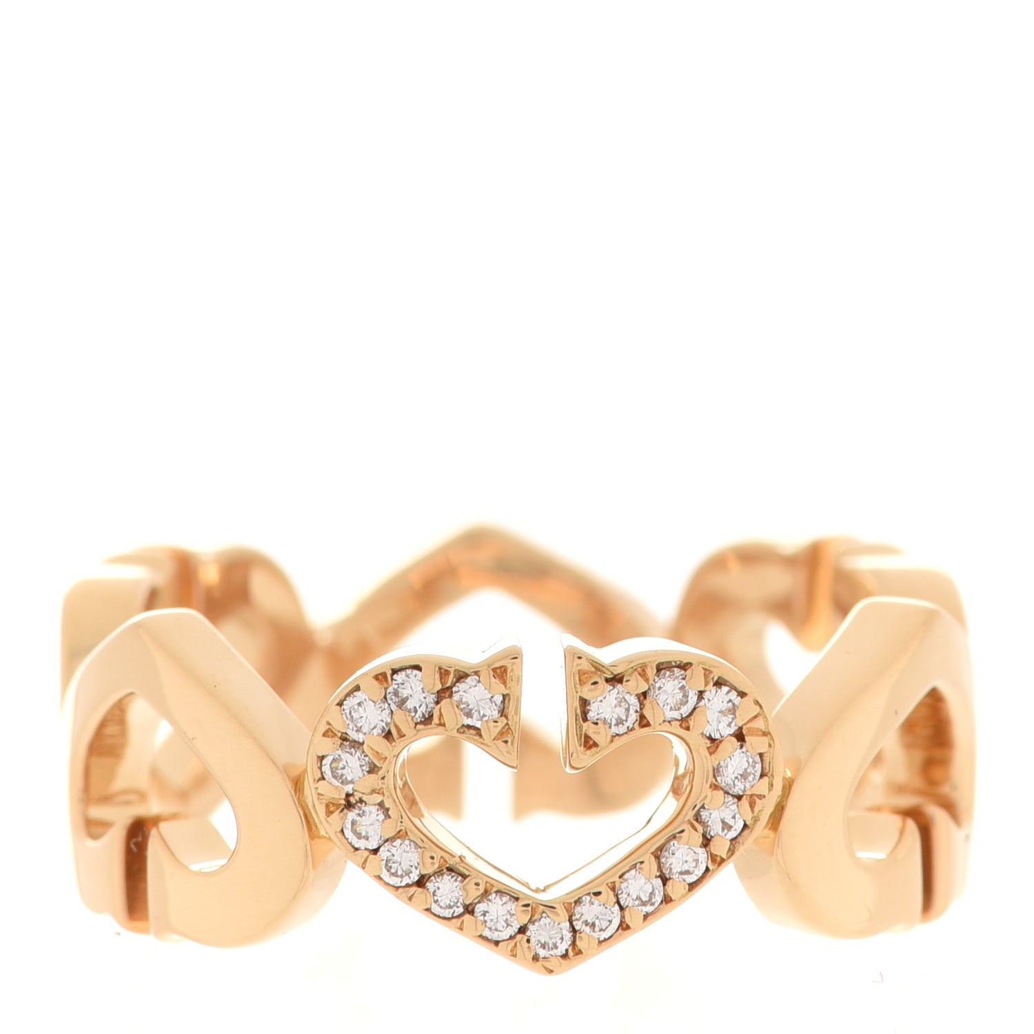 Cartier 18K Yellow Gold Diamond Hearts and Symbols Ring 50 5.25 1 of 5