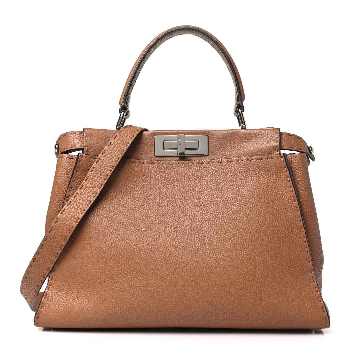 Cuoio Romano Selleria Bi-Color Medium Peekaboo Iconic Satchel Mou Deserto