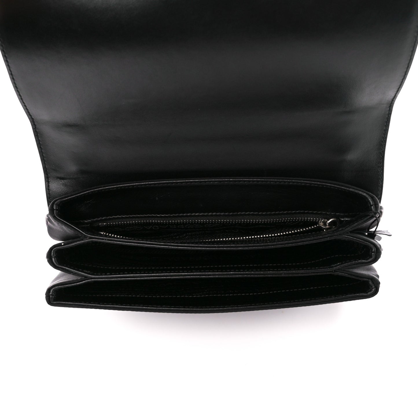 Saffiano Tessuto Nylon Chain Shoulder Bag Black