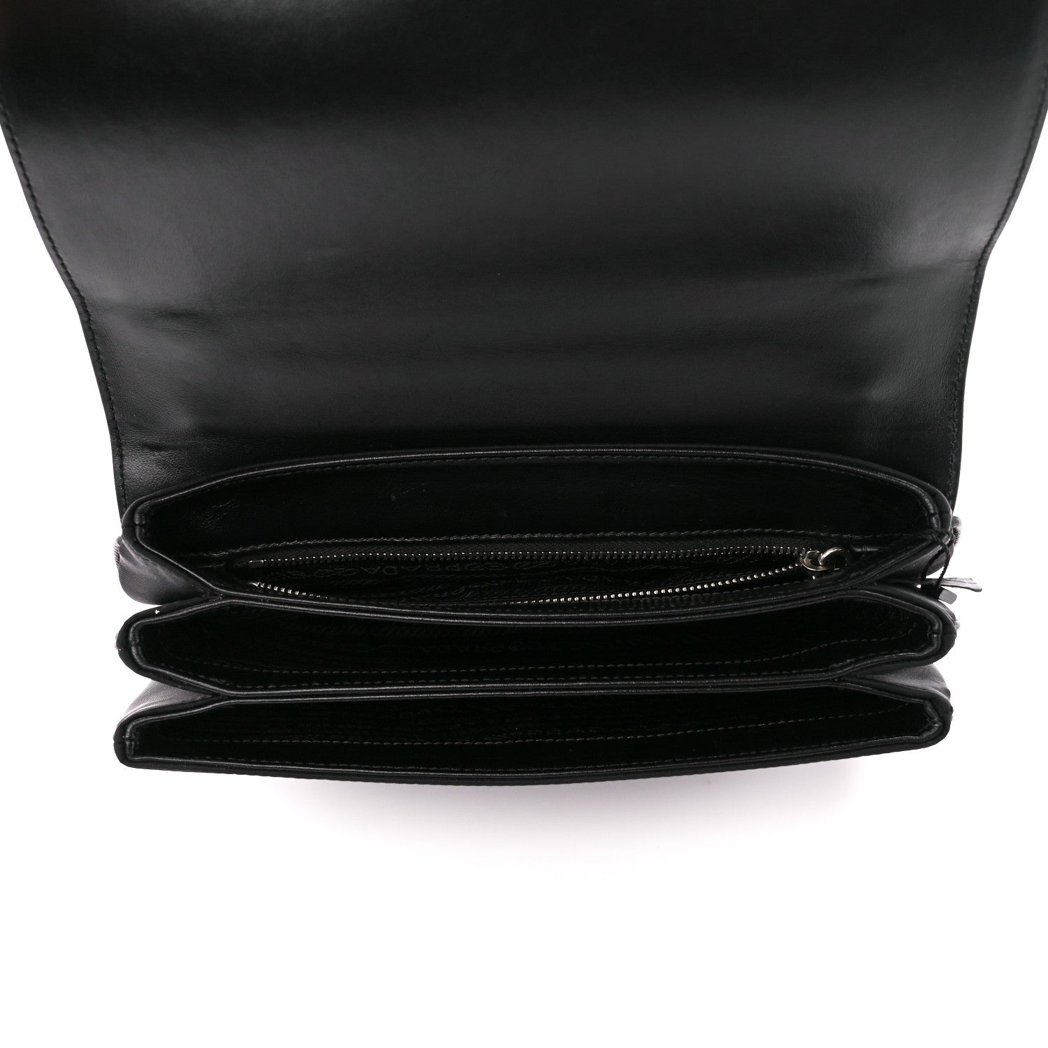 Prada Saffiano Tessuto Nylon Chain Shoulder Bag Black 5 of 10