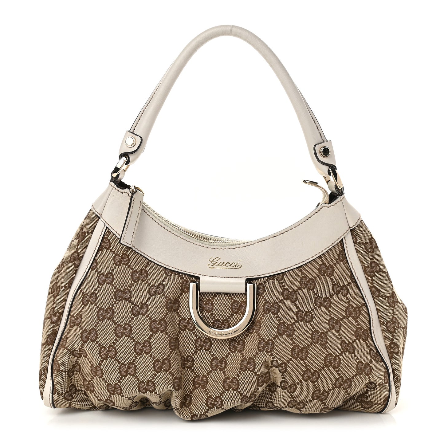 Monogram Medium D Gold Ring Hobo White