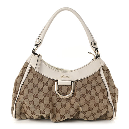 Gucci Monogram Medium D Gold Ring Hobo White 1 of 12