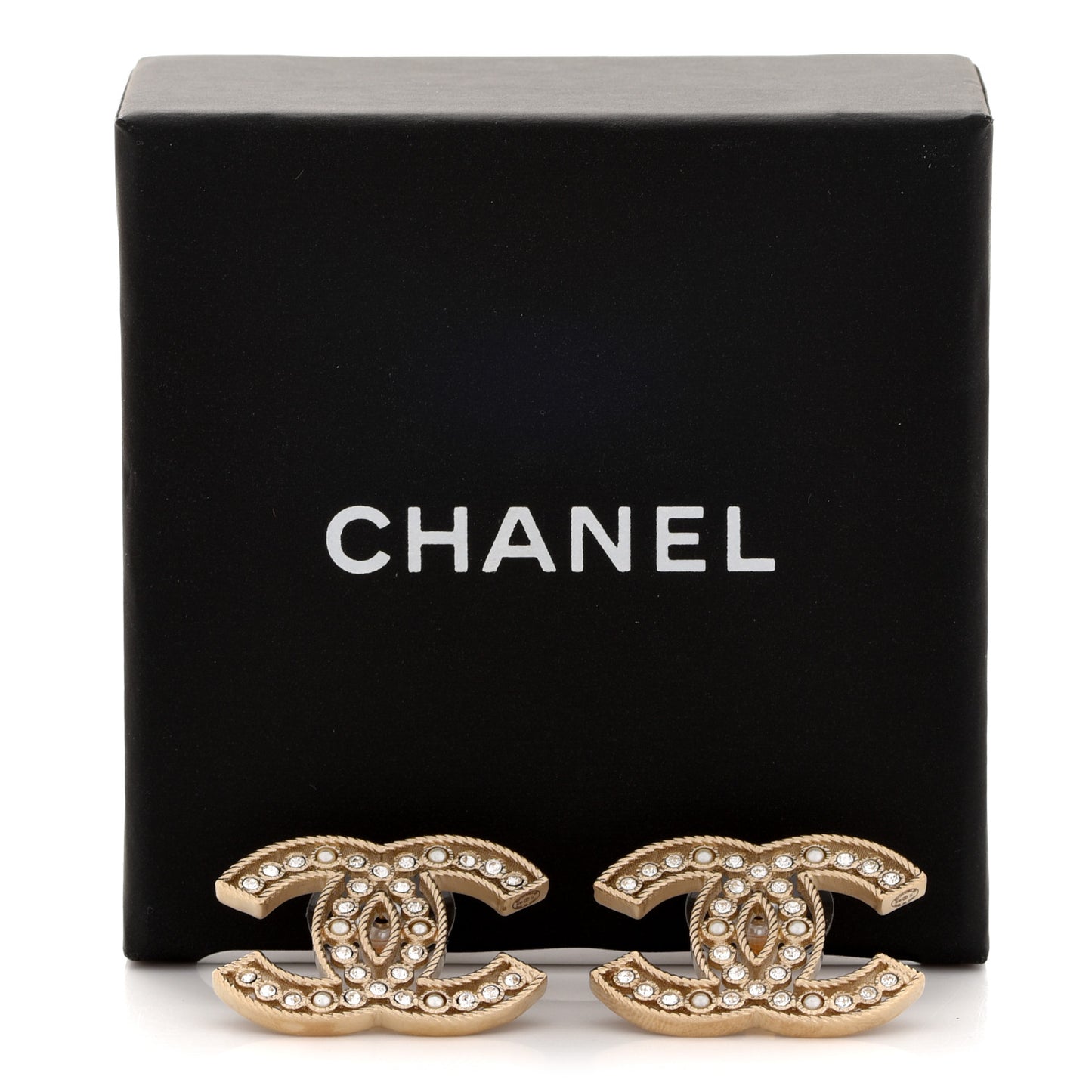 Crystal Timeless CC Earrings Light Gold