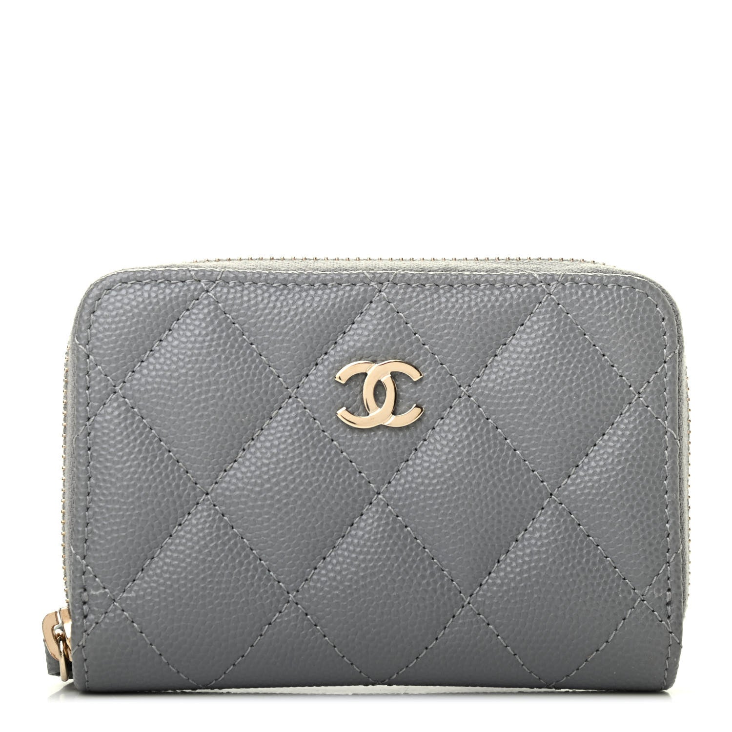 Chanel Caviar Quilted Zip Coin Purse Grey 1 of 4