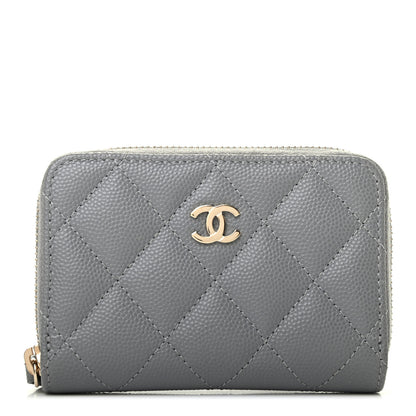 Chanel Caviar Quilted Zip Coin Purse Grey 1 of 4