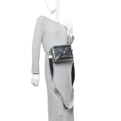 Off-White Patent Mirror Binder Clip Camera Belt Bag Silver 2 of 14